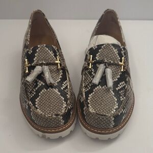 Talbots Black and Cream Snake Pattern Loafers